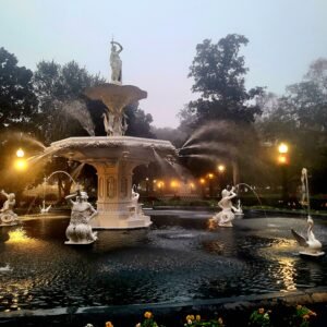Forsyth Fountain at Dusk Savannah, Georgia