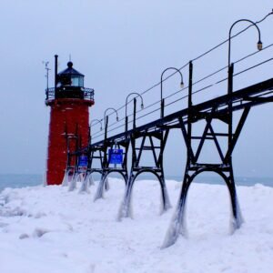 South Haven Lighthouse in Winter